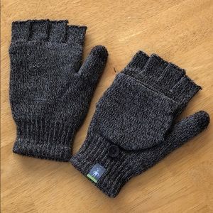Smart wool fingerless phone touch gloves fold over